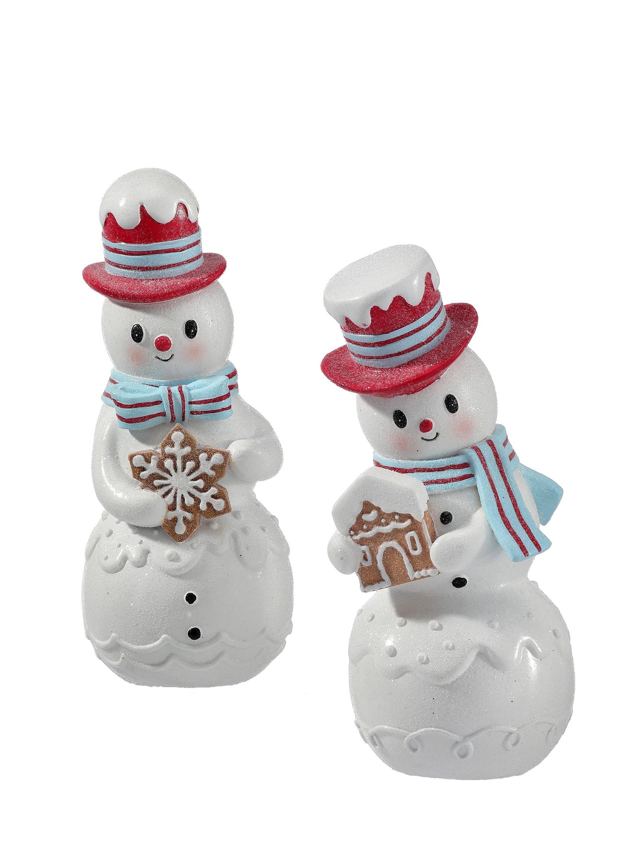 8" Resin Snowman W/Gingerbread 2/Ast