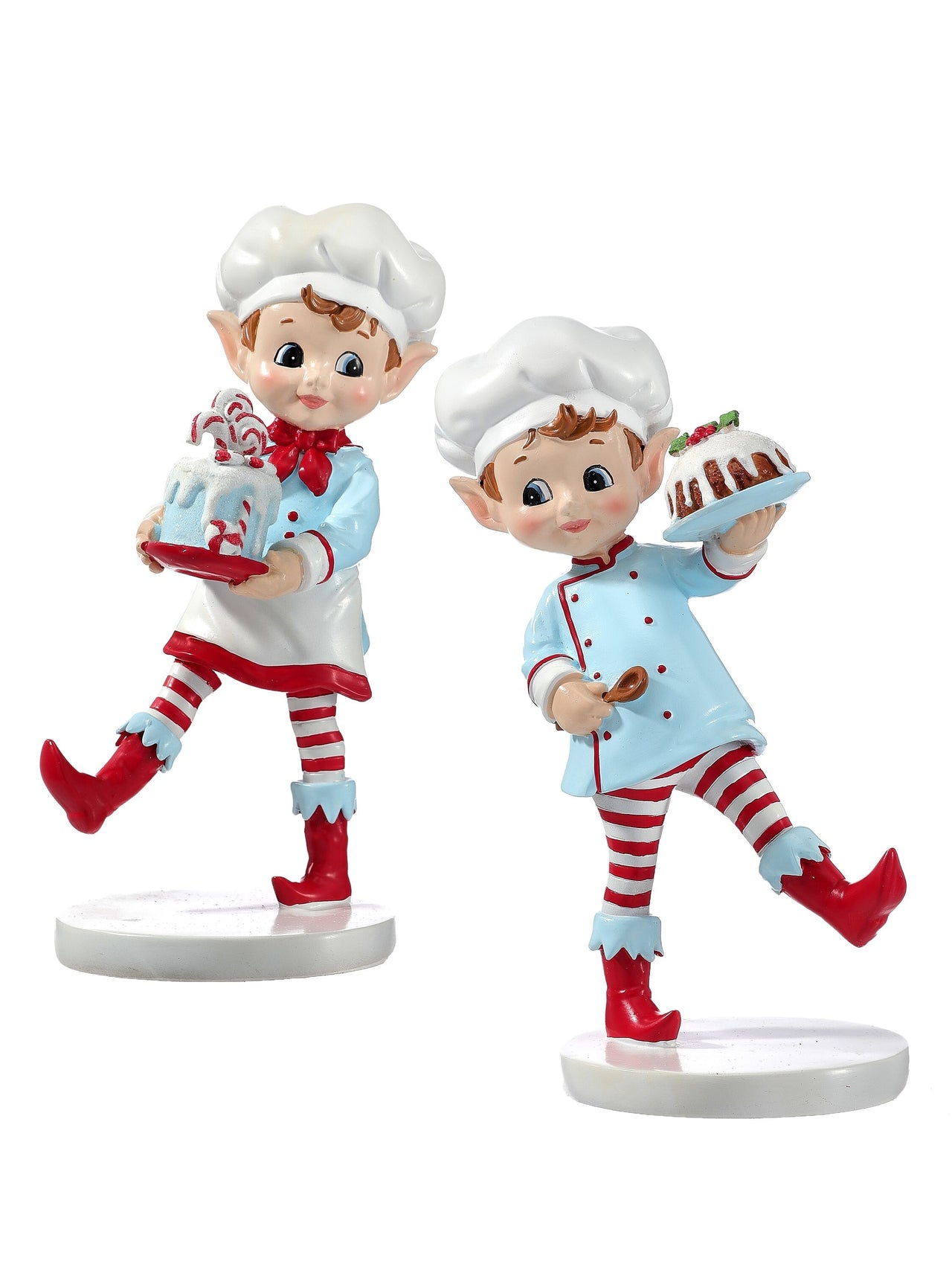 7" Resin Baking  Elf W/Cake 2/Ast