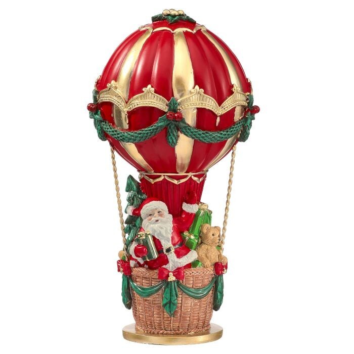 11" Resin Santa W/Hot Air Balloon