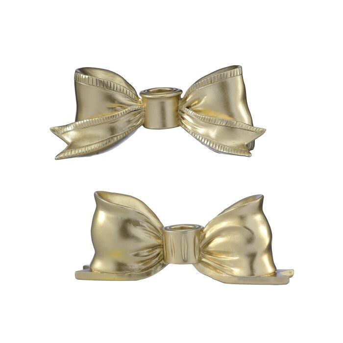 7" Resin Bow Candle Holder 2/Ast