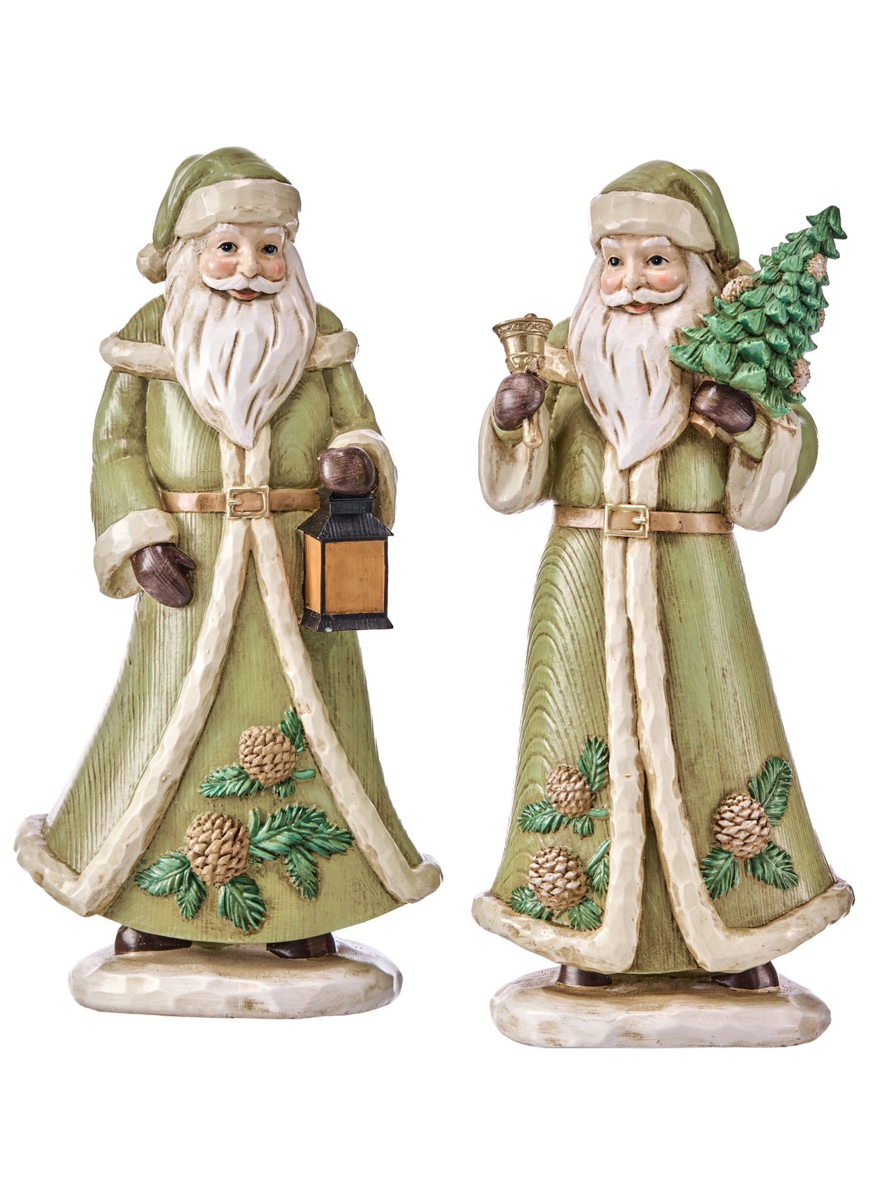 10" Resin Santa W/Bell/Lantern 2/Ast