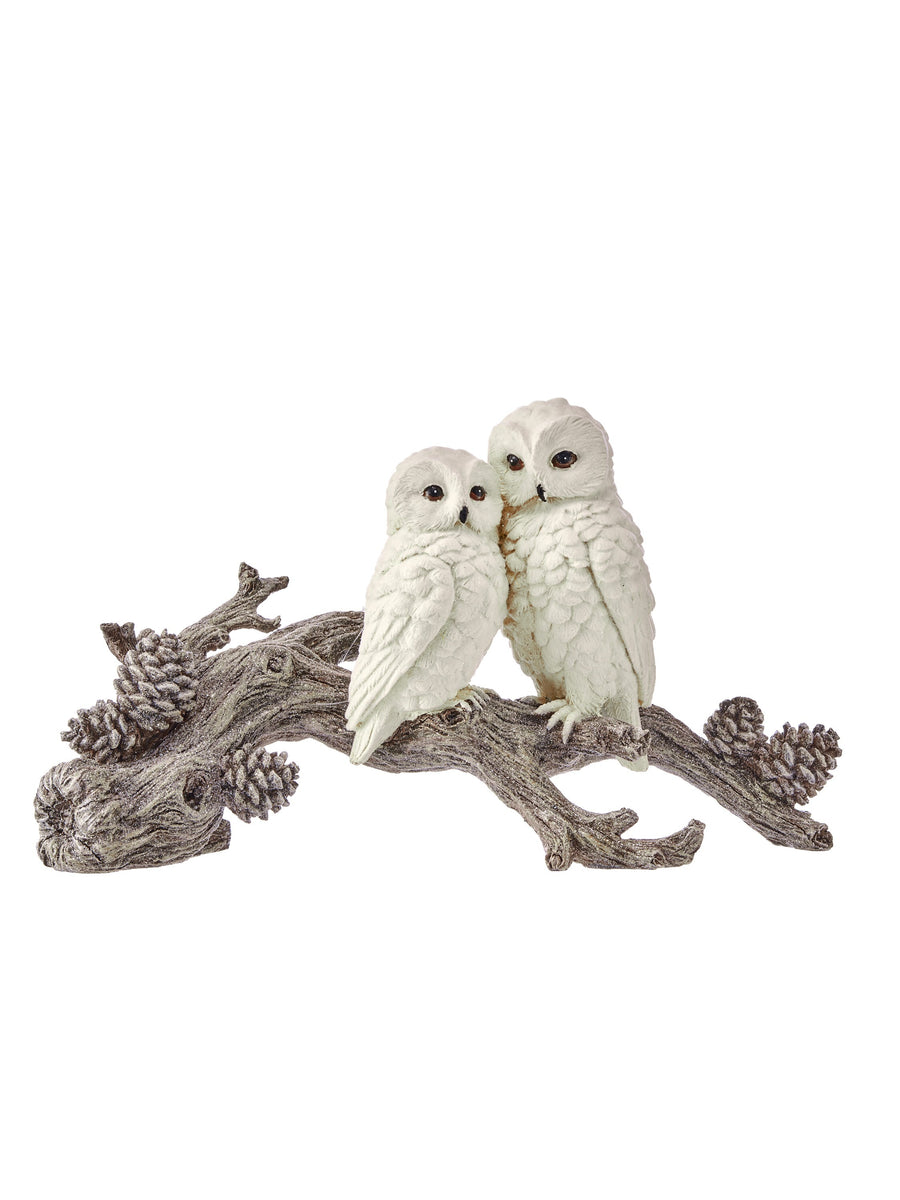 12" Resin Owl Couple On Branch