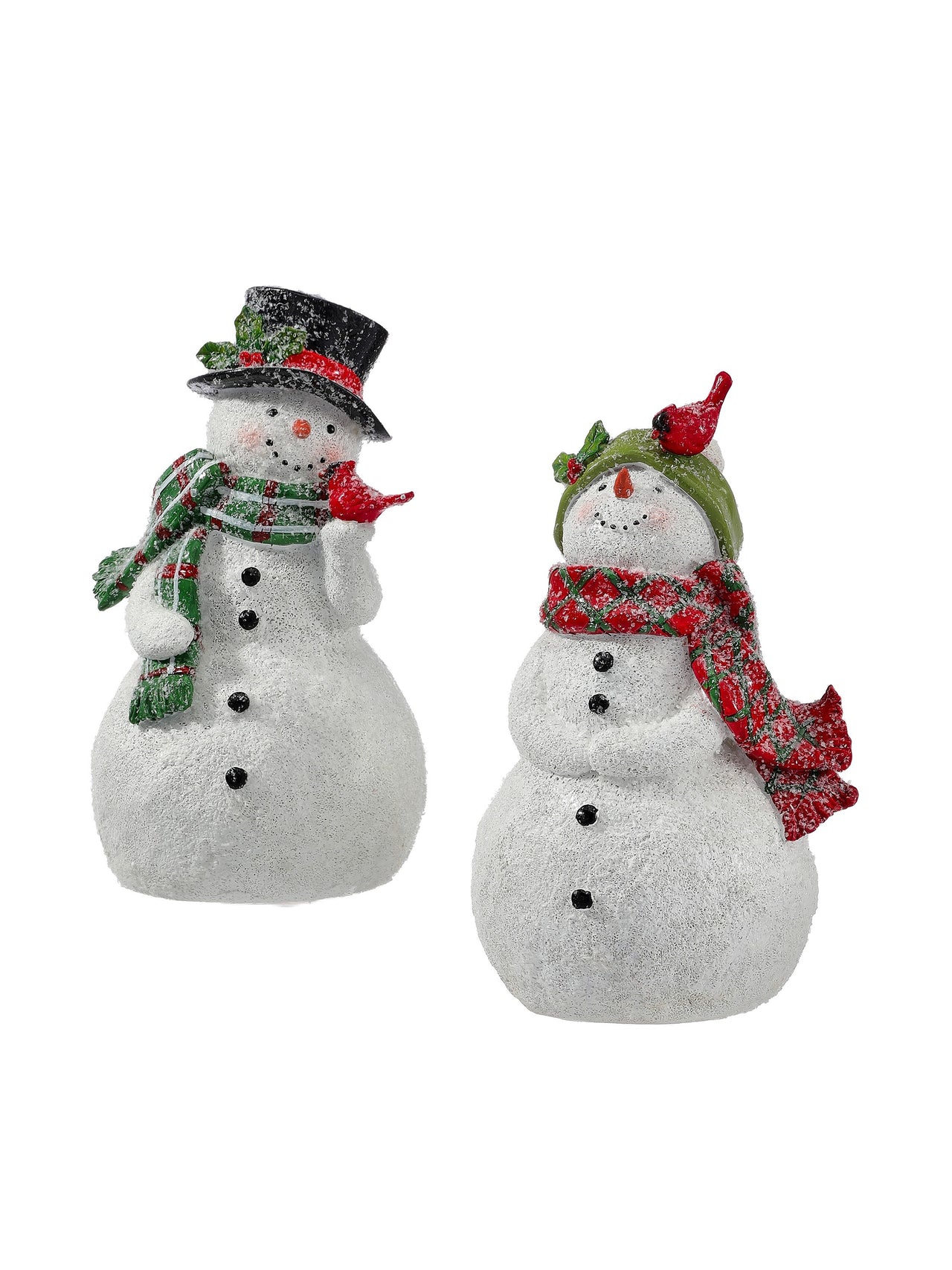 7.5" Resin Snowman W/Scarf/Cardinal 2/Ast