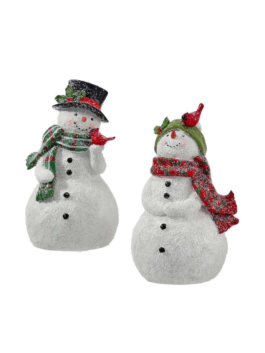 7.5" Resin Snowman W/Scarf/Cardinal 2/Ast