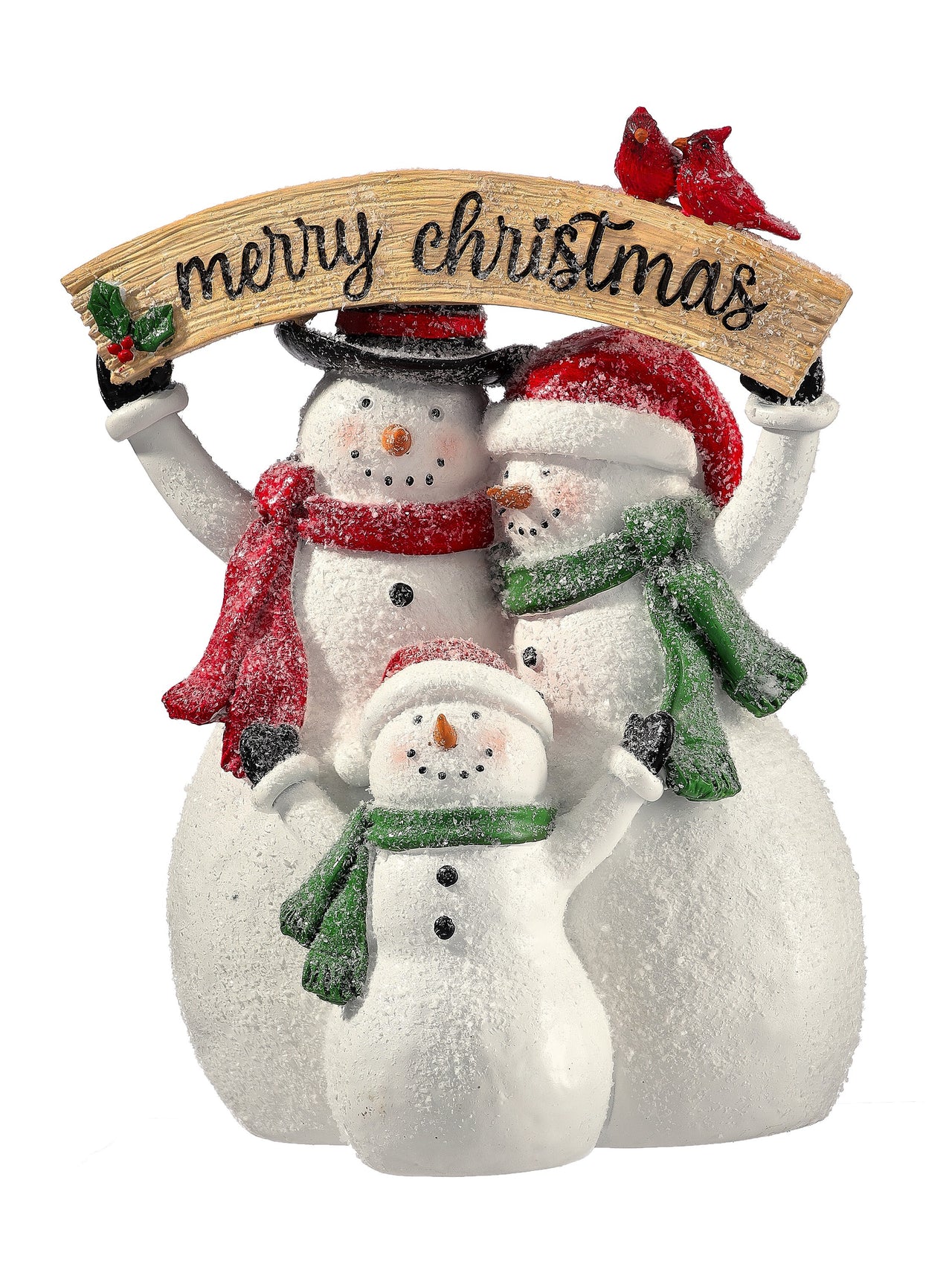 10" Resin "Merry Christmas "Snowman Family