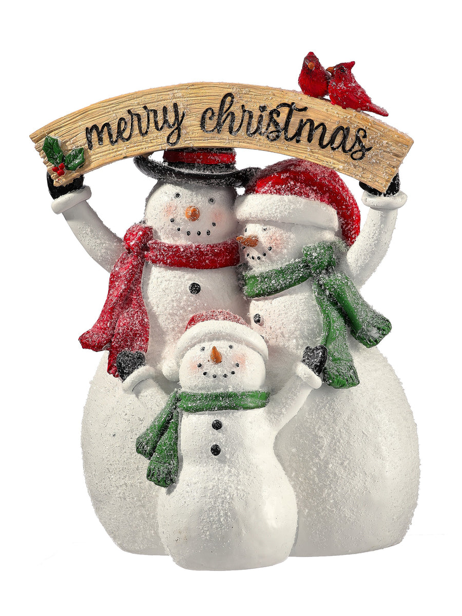 10" Resin "Merry Christmas "Snowman Family