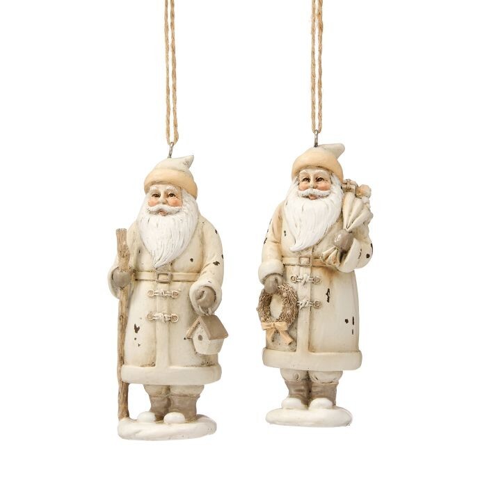 4.5" Resin Distressed Santa Ornament 2/Ast