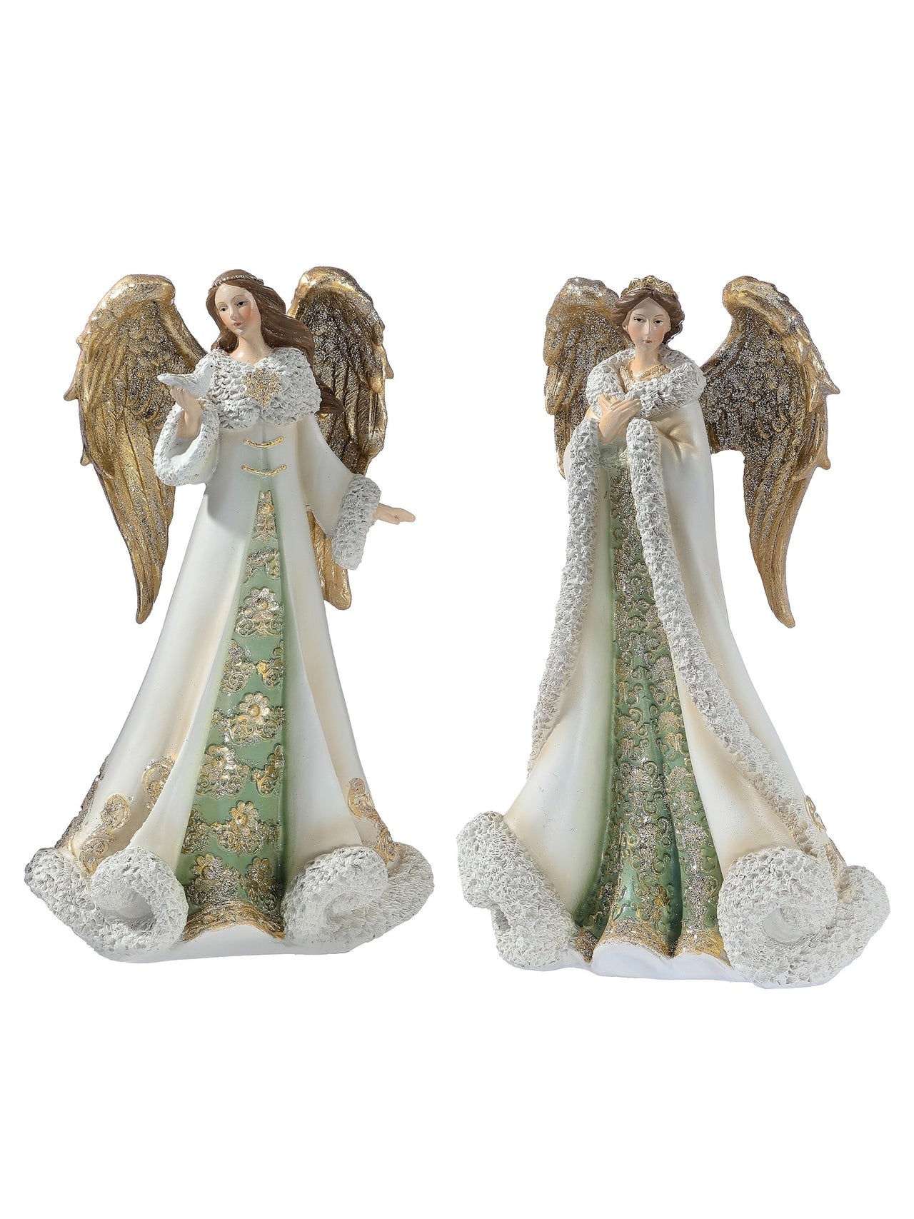 9.5" Resin Winter Angel W/Dove 2/Ast