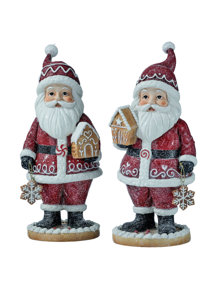 10"Resin Santa W/Gbread House 2/Ast