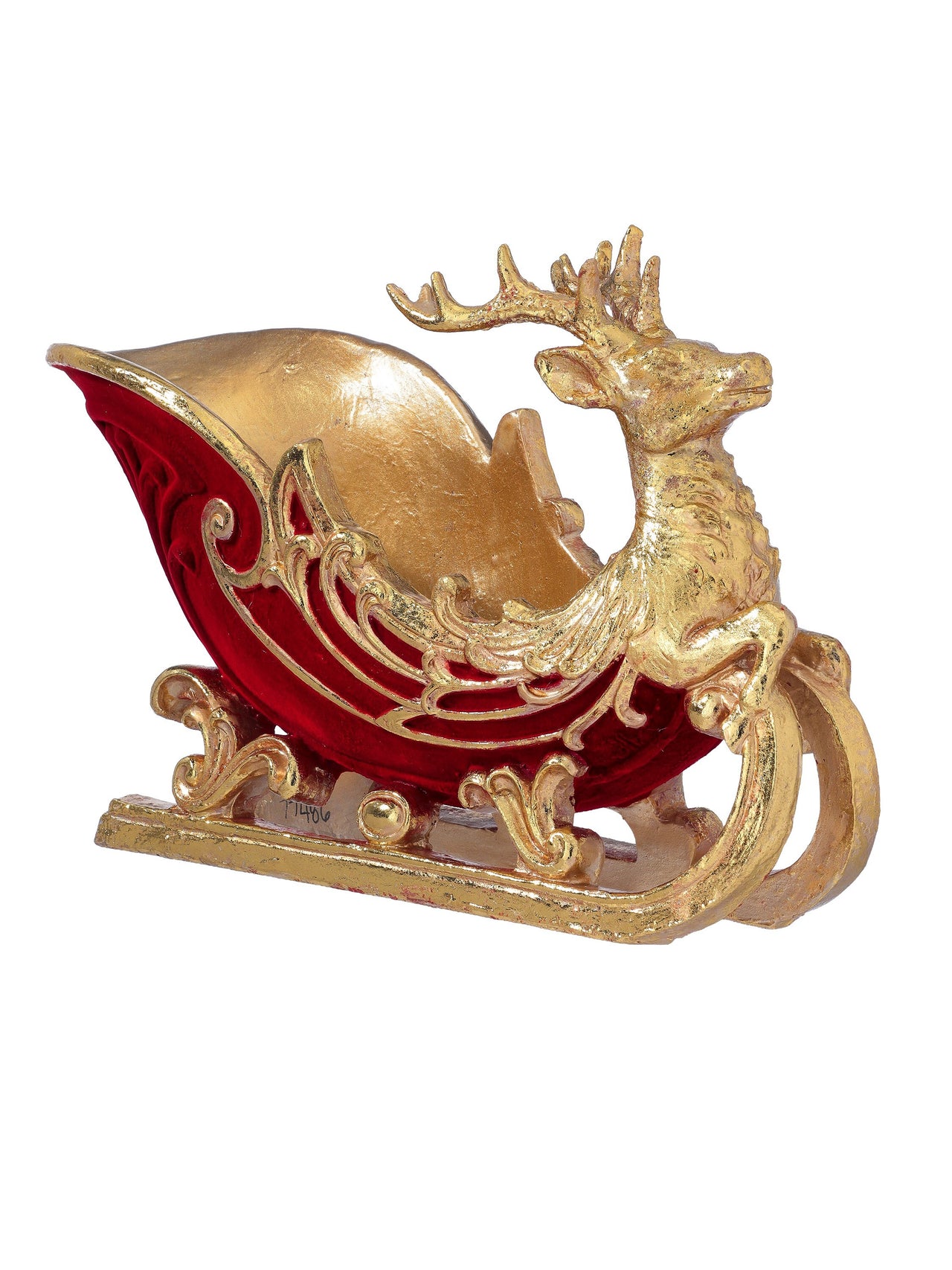15"Resin Flocked Deer Sleigh
