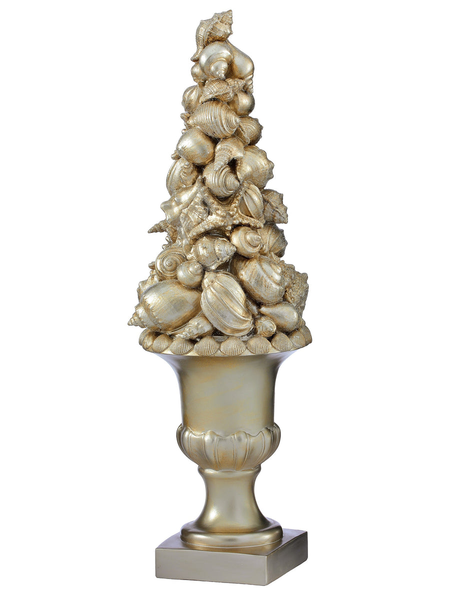24" Resin Coastal Shell Tree In Urn