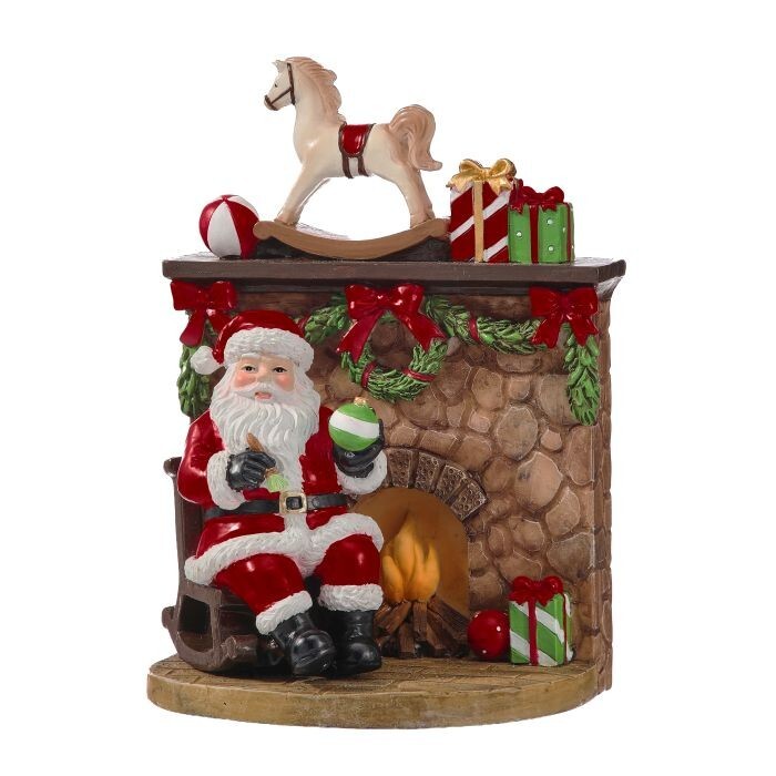 7.5" Resin Fireplace Mantle W/Santa