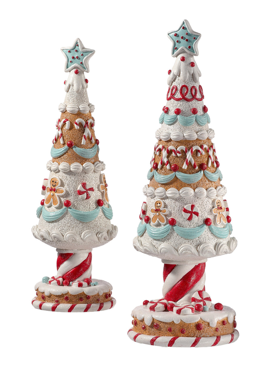 13-15" Resin Gingerbread Tree Set/2