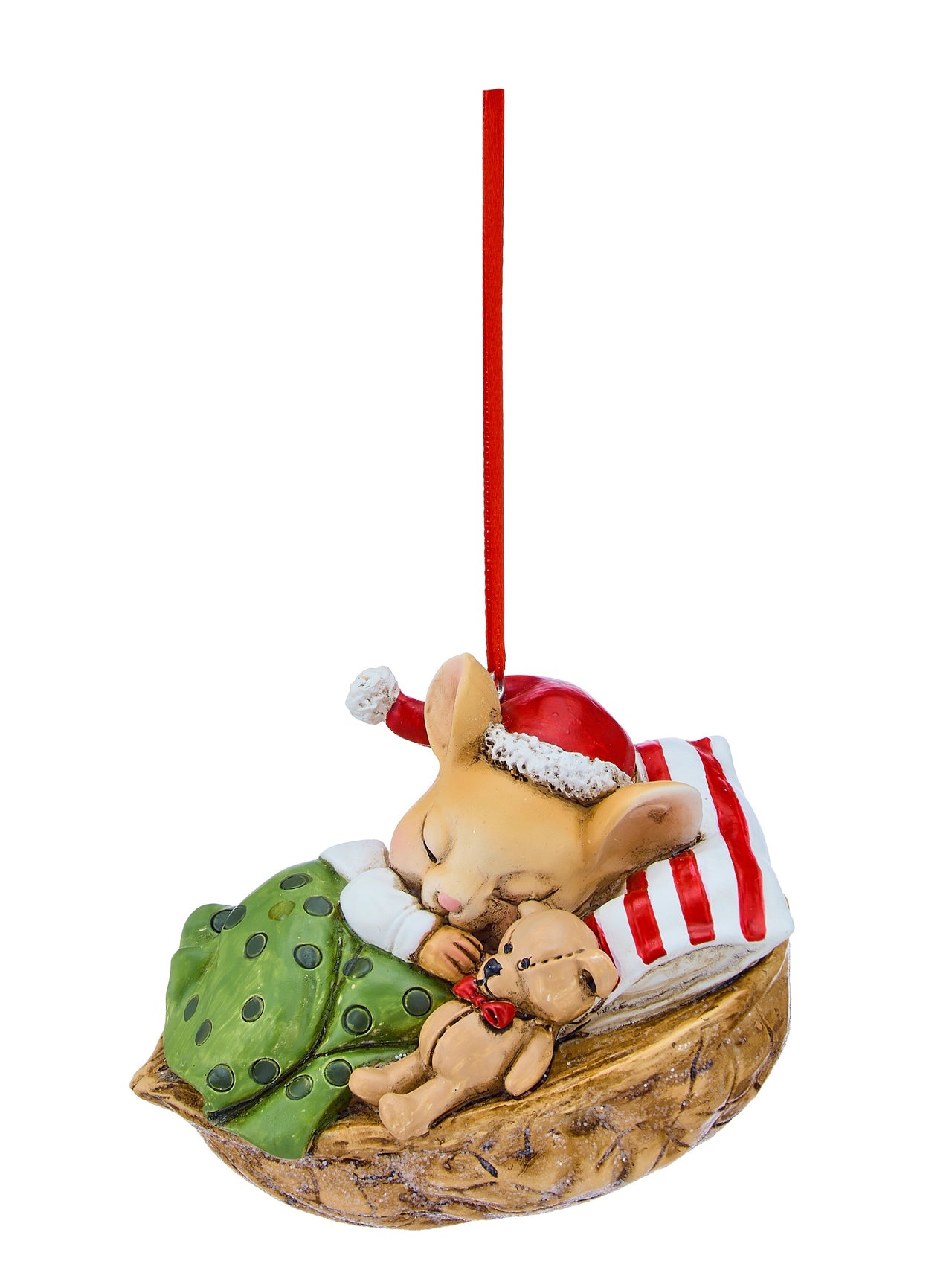 4" Rsn Mouse /Sleeping In Nut Bed Ornament