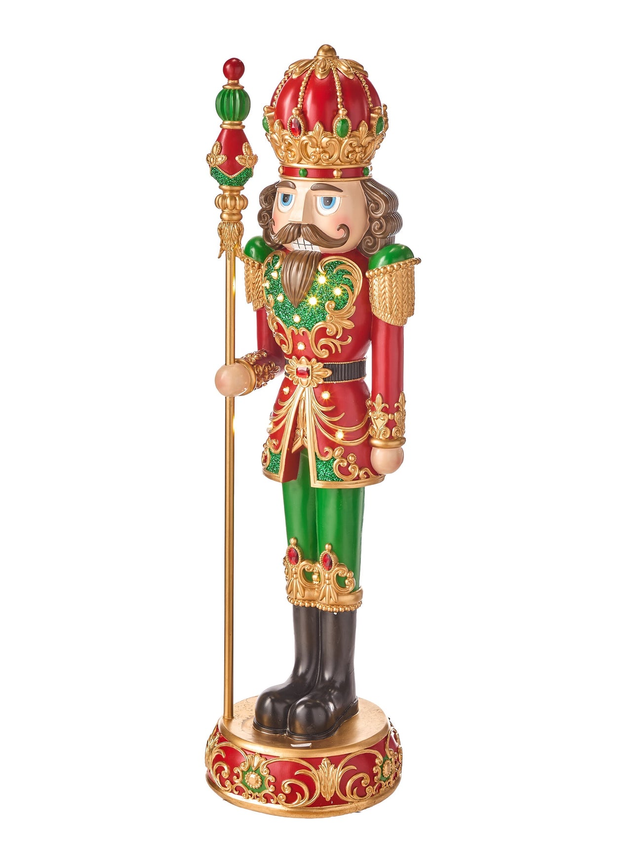 48" Led/Bty/Tmr Resin Royal Nutcracker