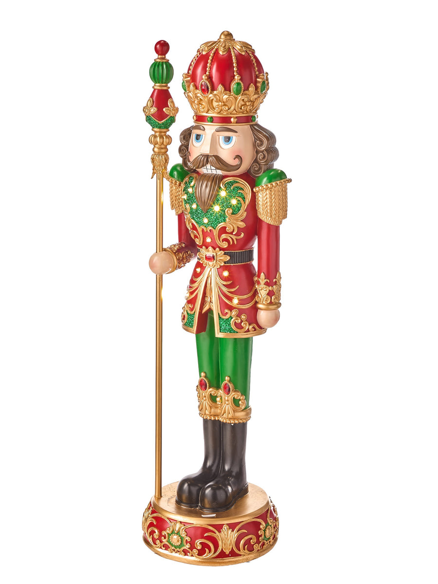 48" Led/Bty/Tmr Resin Royal Nutcracker