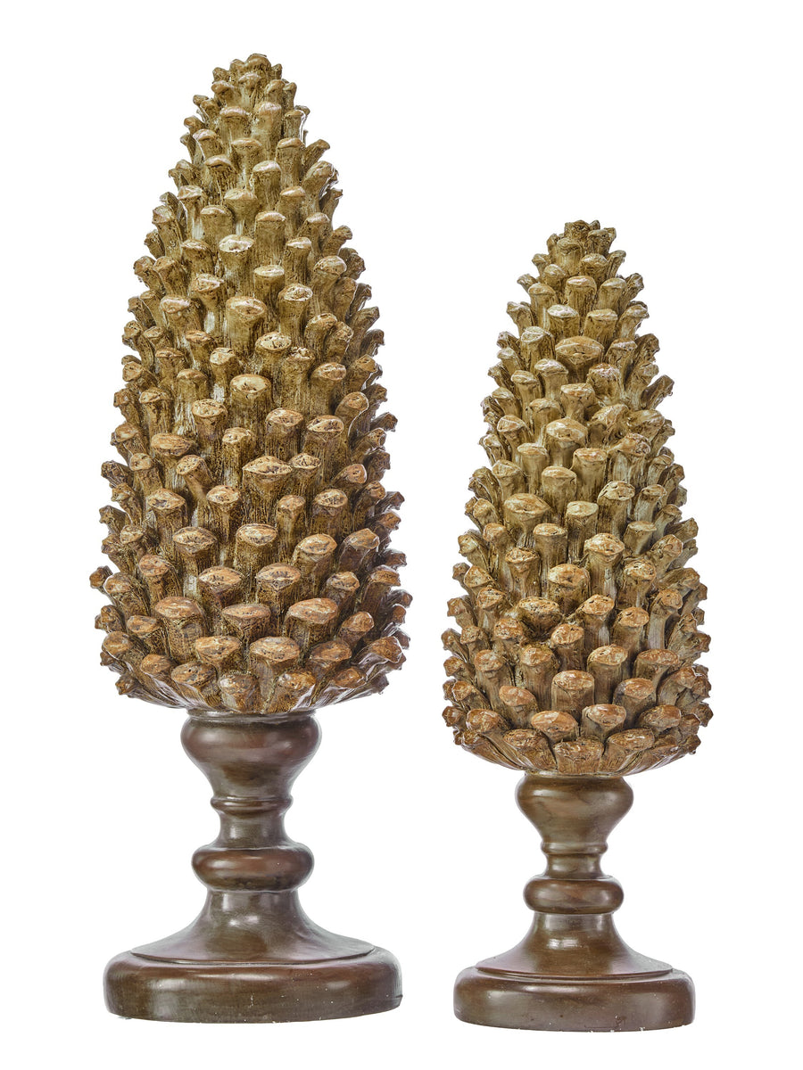 14-17" Resin Pinecone Tree Set/2