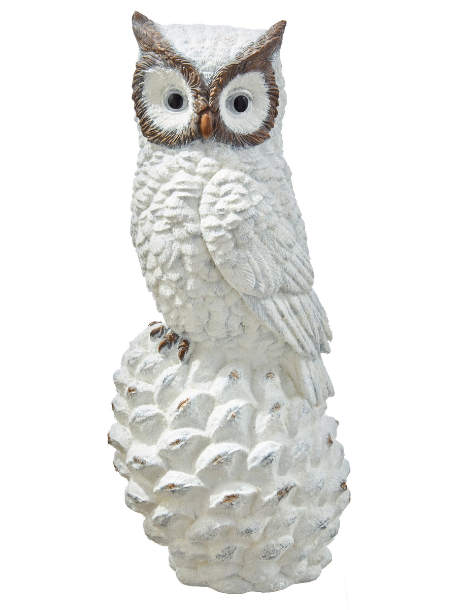 24" Resin Owl On Pinecone