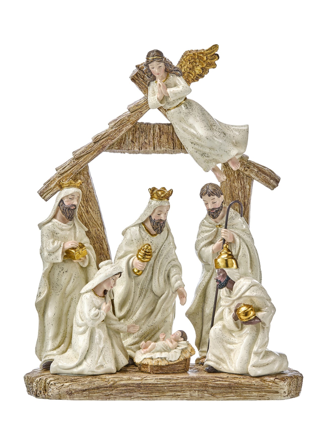 13" Resin Creche W/Nativity
