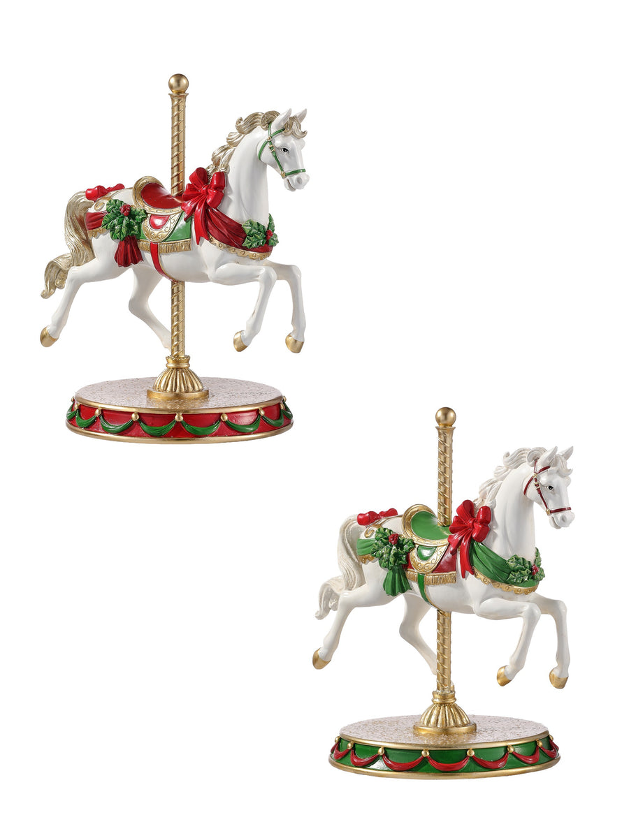 12" Resin Carousel Horse 2/Ast