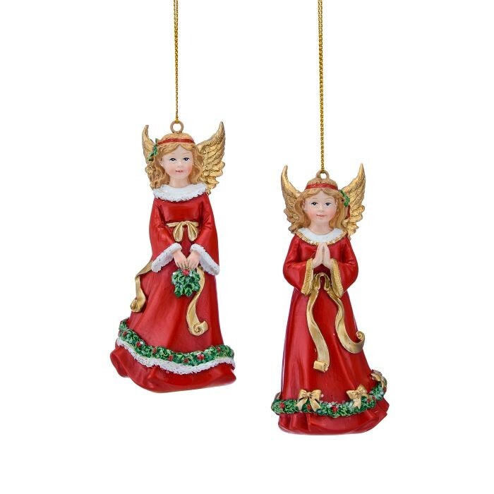 4.5" Resin Praying Angel Ornament 2/Ast