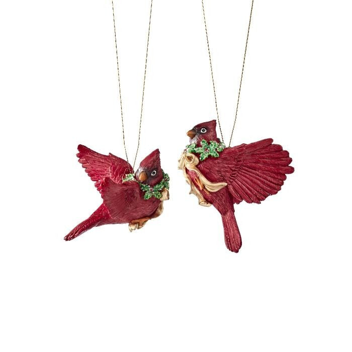 3.5" Resin Flying Cardinal Ornament 2/Ast