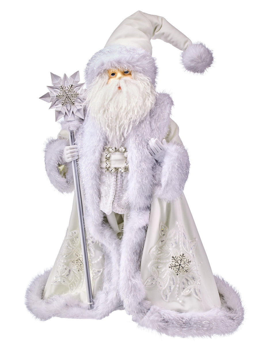 24" Rsn Winter Jeweled Fabric Santa