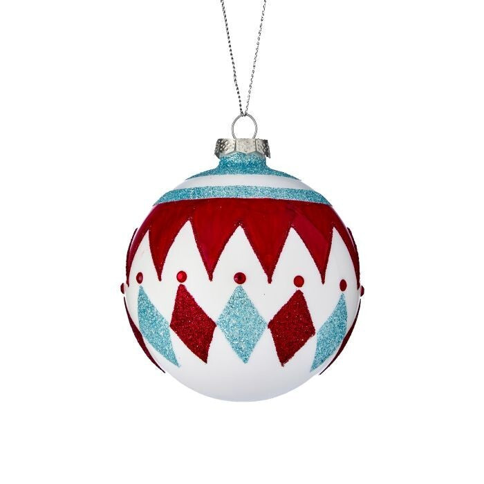 4" Glass Diamond Glitter Ball Ornament