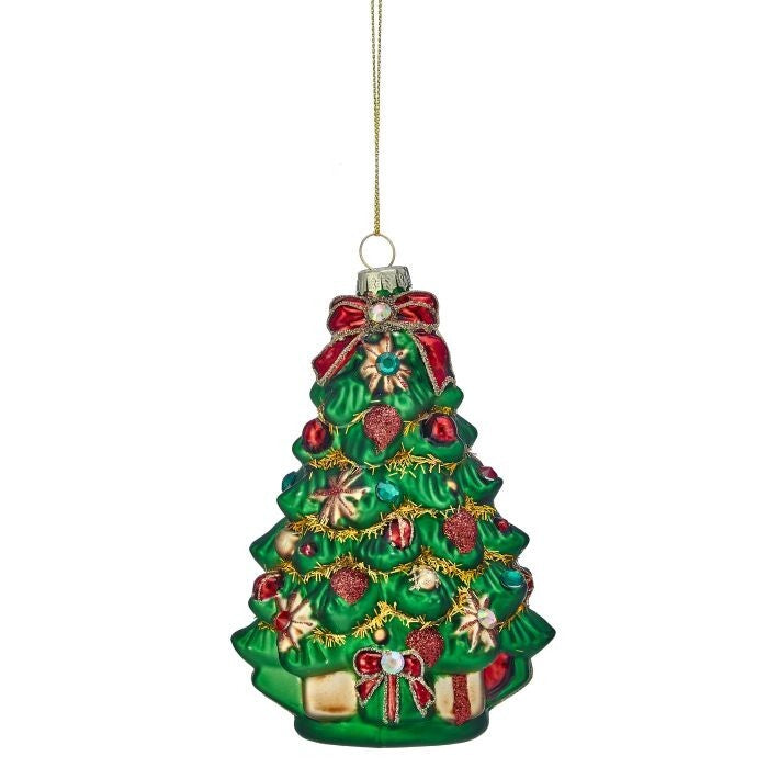5" Glass Traditional Tree W/Gifts Ornament