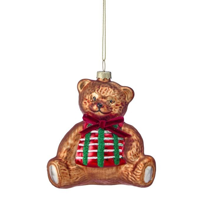 4" Glass Antique Teddy Bear Ornament