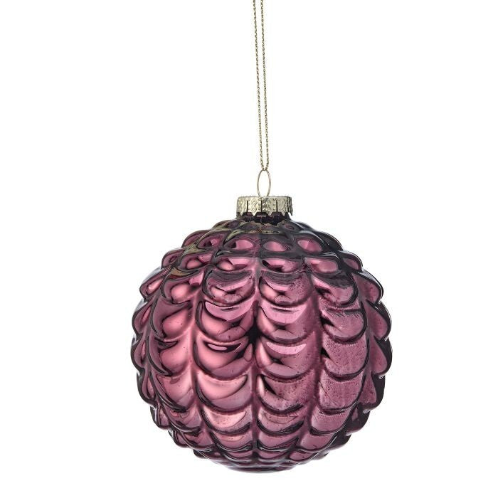 4" Shiny Glass Cone Pattern Ball Ornament