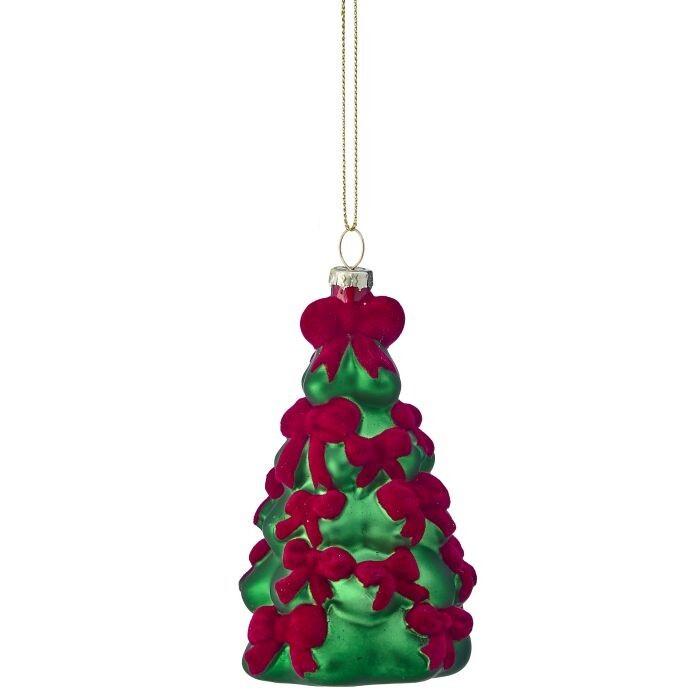 4" Glass Velvet Bow Tree Ornament