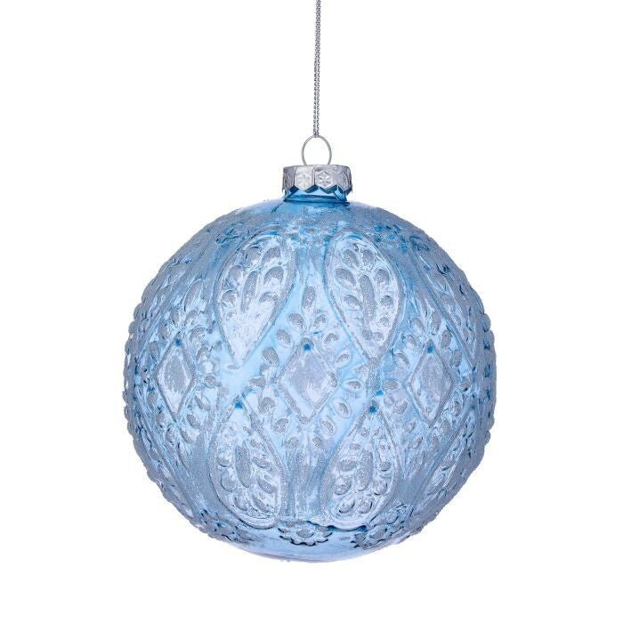 5" Beaded Gls Patterned Ball Ornament