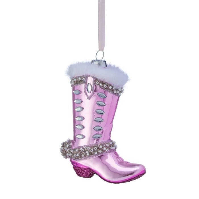 4" Glass Cowboy Boot Ornament