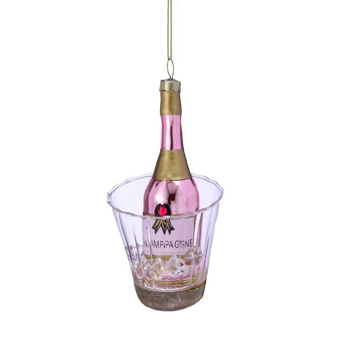 5" Gls Champagne W/Glass Ornament