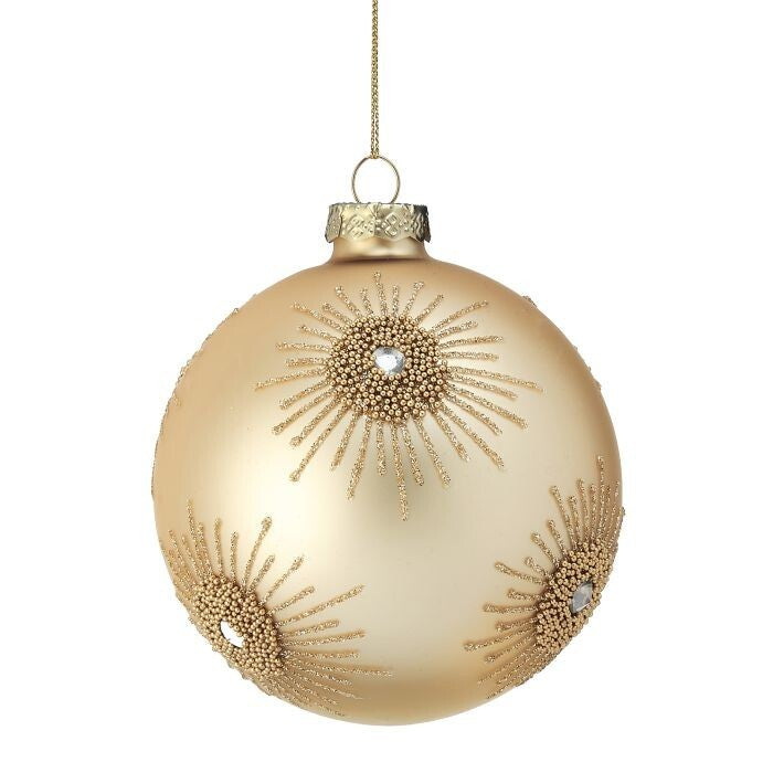 4" Matte Glass Starburst Ball Ornament 2/Ast