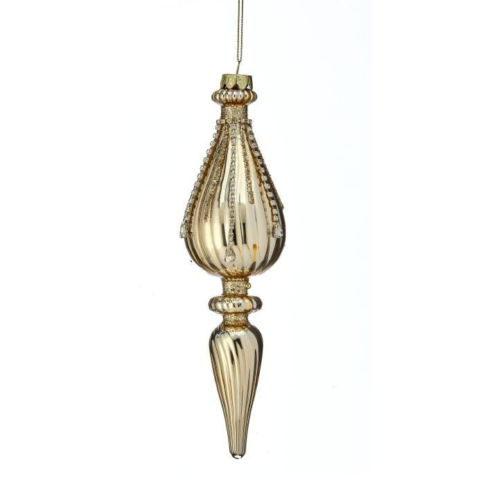 9.5" Glass Diamond Finial Ornament