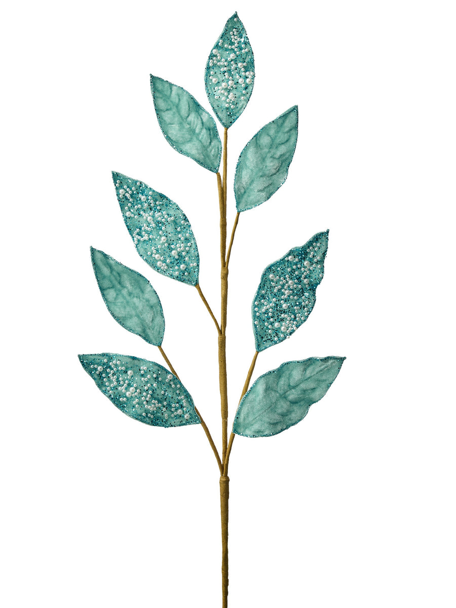 29" Pearl Velvet Magnolia Leaf Spray