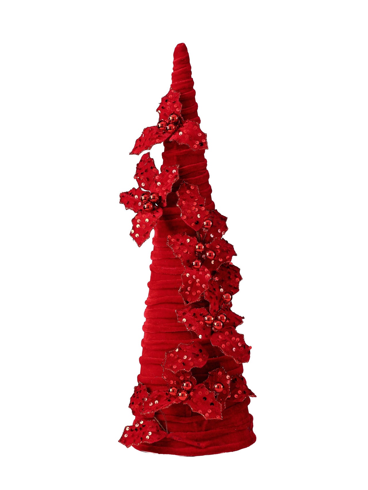 23" Velvet Cone Tree W/Holly