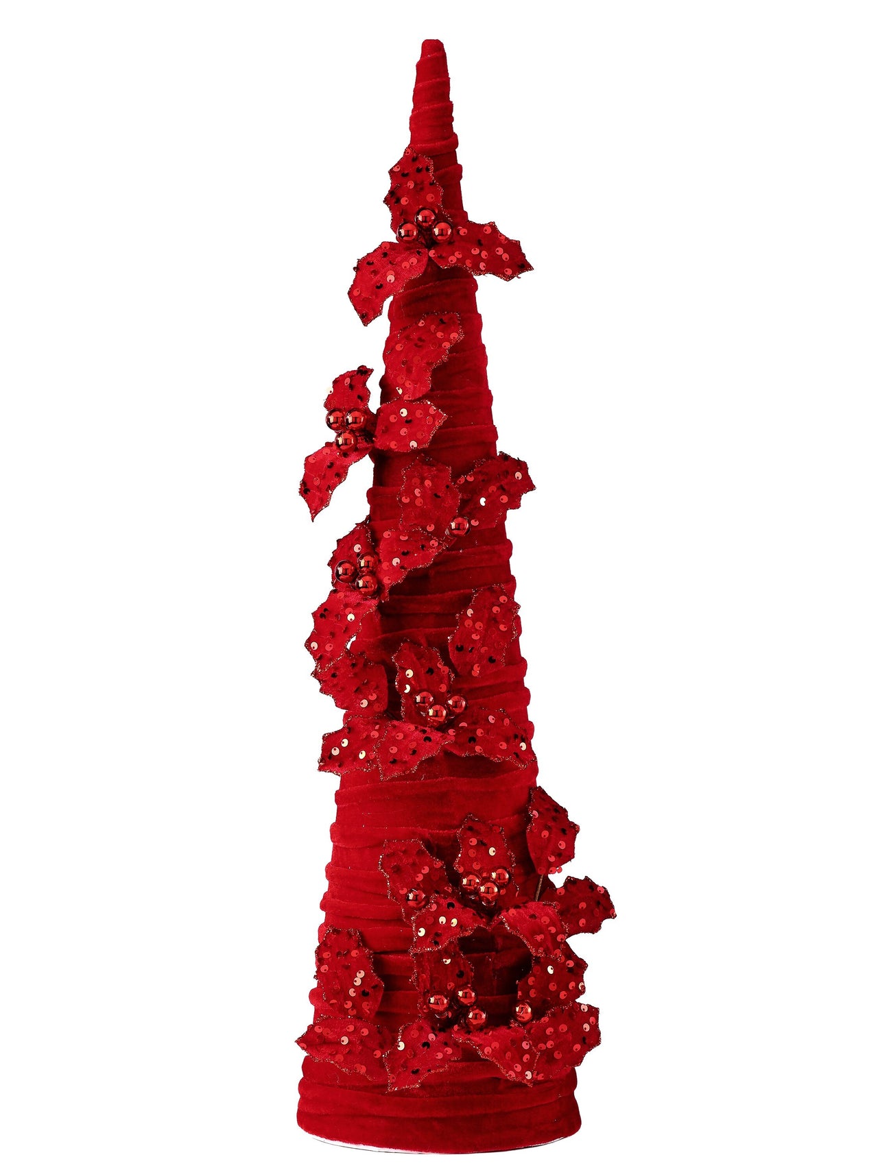 28" Velvet Cone Tree W/Holly
