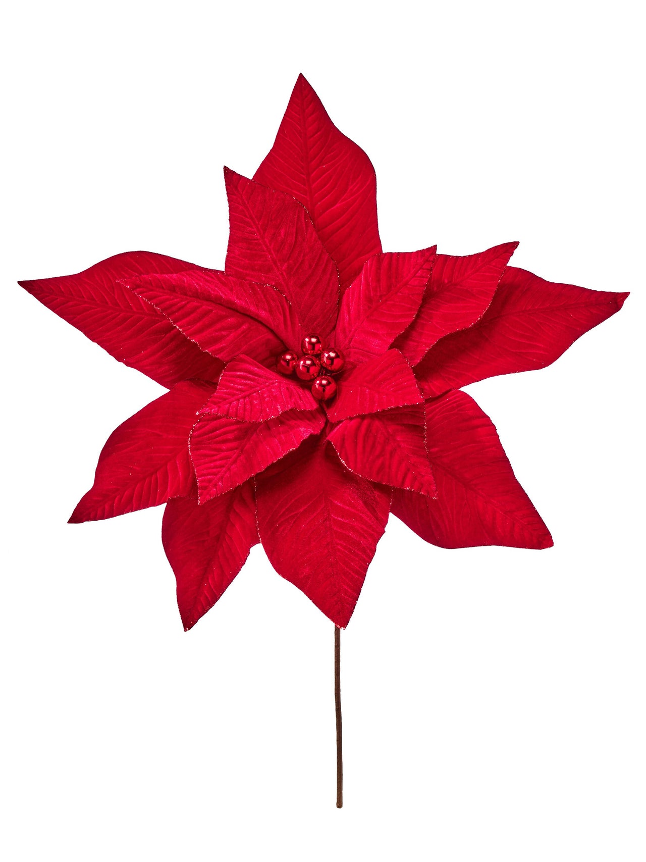 26" Velvet Poinsettia Stem W/30"D