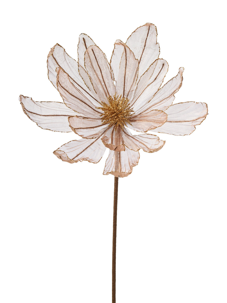 21" Sheer/Glitter Magnolia Stem