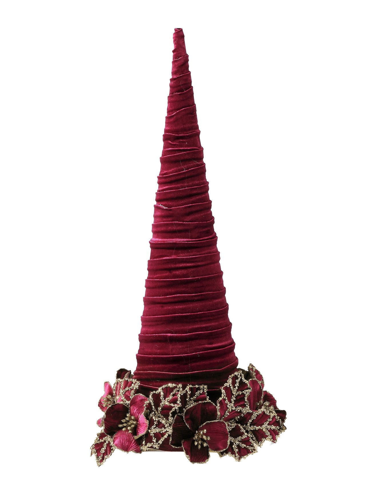 23" Velvet Cone W/Blossom /Leaf Base