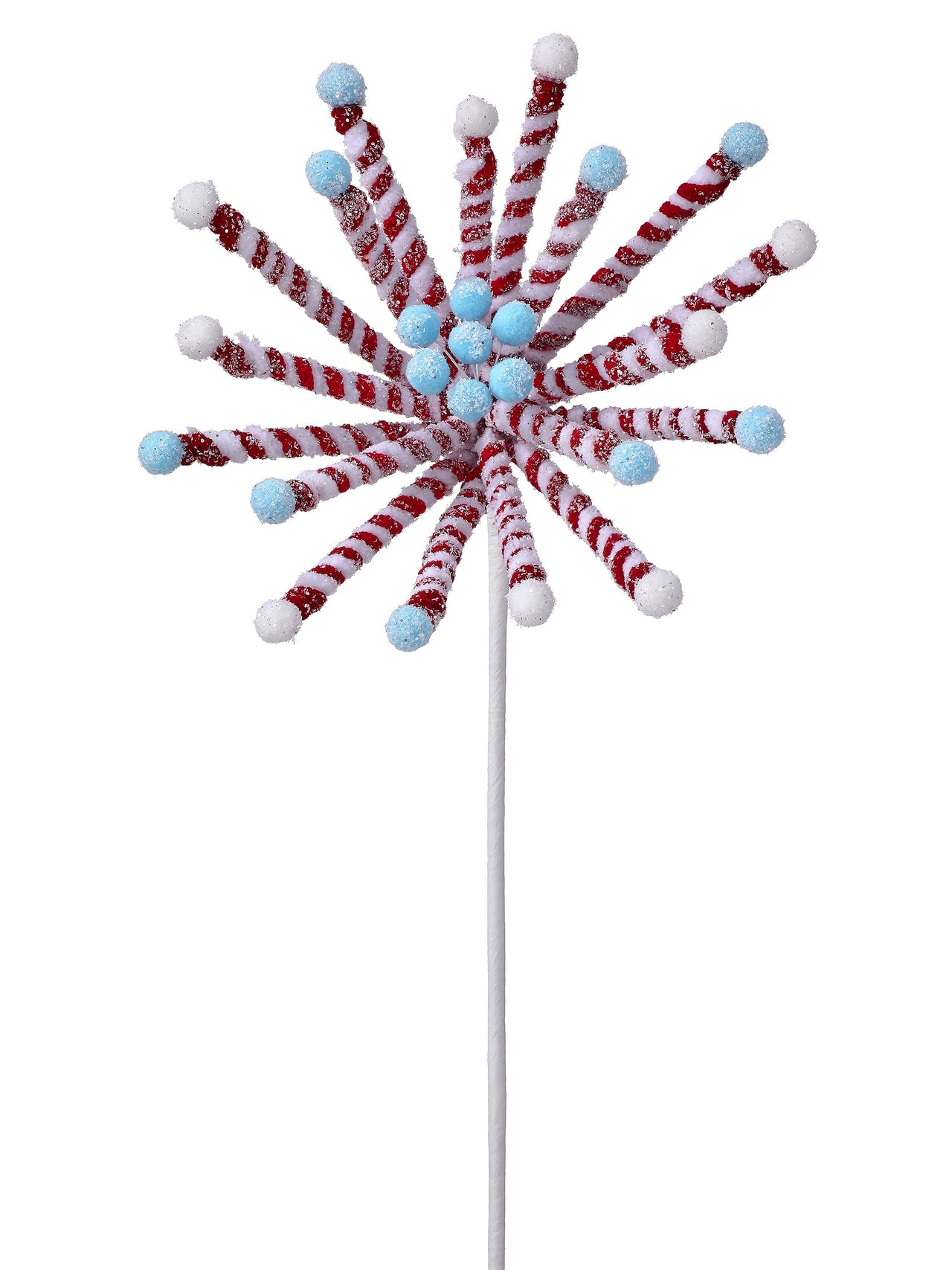 21" Frosted Peppermint Stick Poinsettia Stem