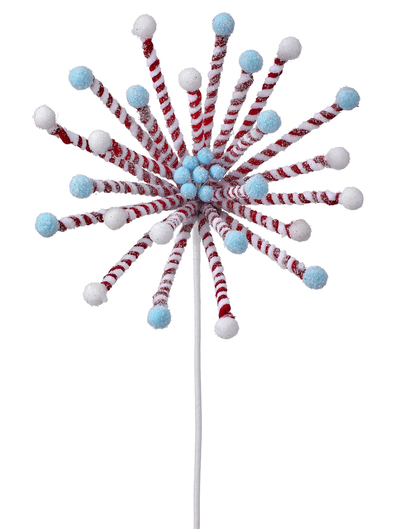 24" Frosted Peppermint Stick Poinsettia Stem
