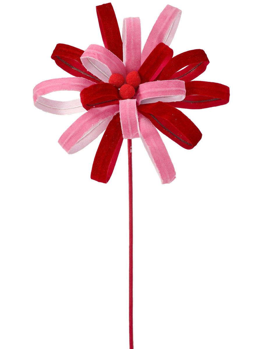 21" Velvet Loop W/Pompom Flower Stem