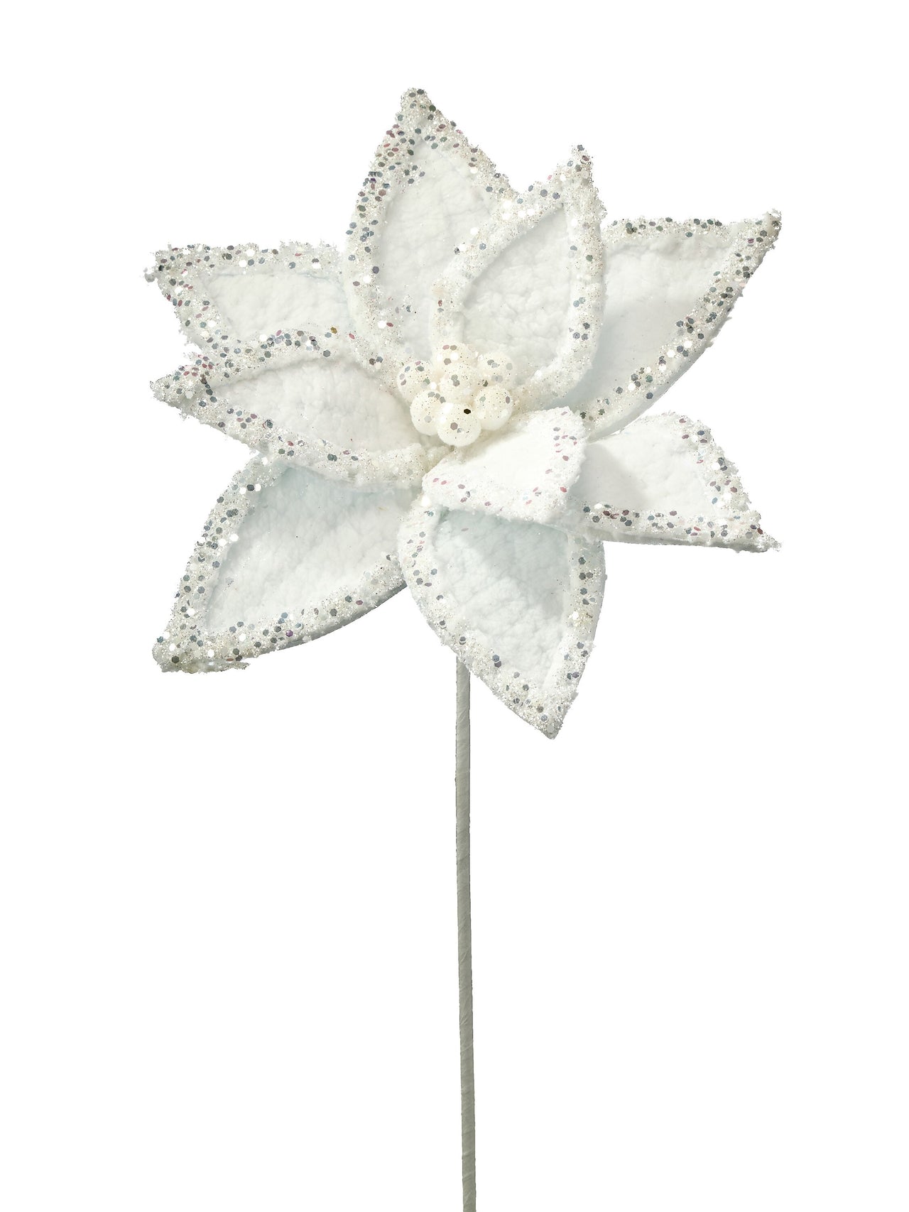 21"Glacier Ridge Snowy Poinsettia Stem