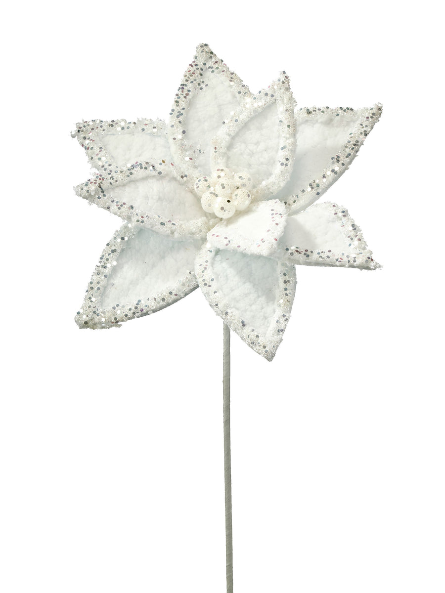 21"Glacier Ridge Snowy Poinsettia Stem