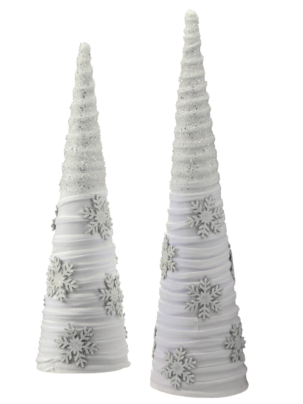 23-28" Frosted Snowflake Cone Tree Set/2