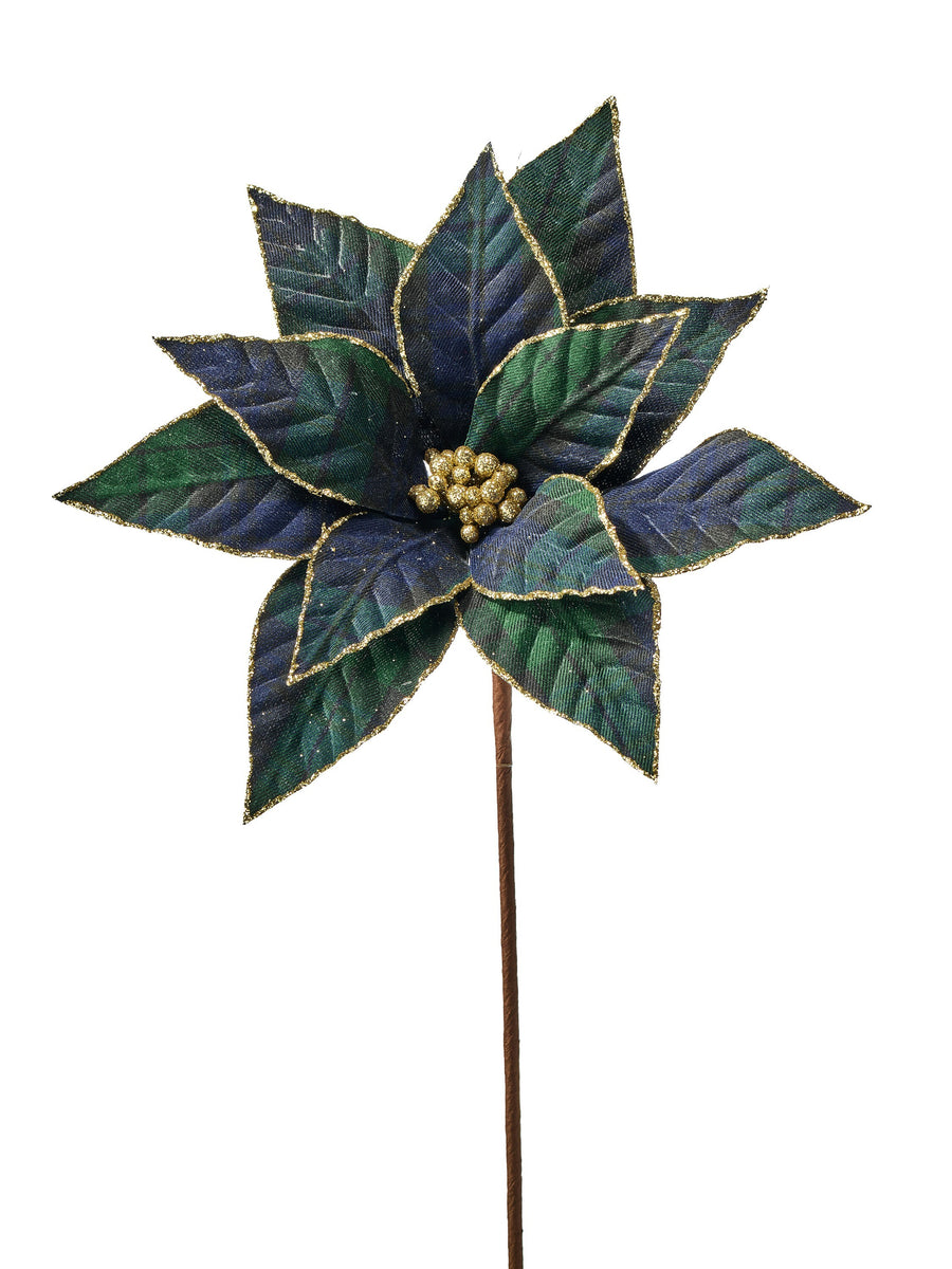 21" Gentlemens Plaid Poinsettia Stem